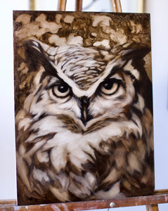 Original Owl Oil Painting