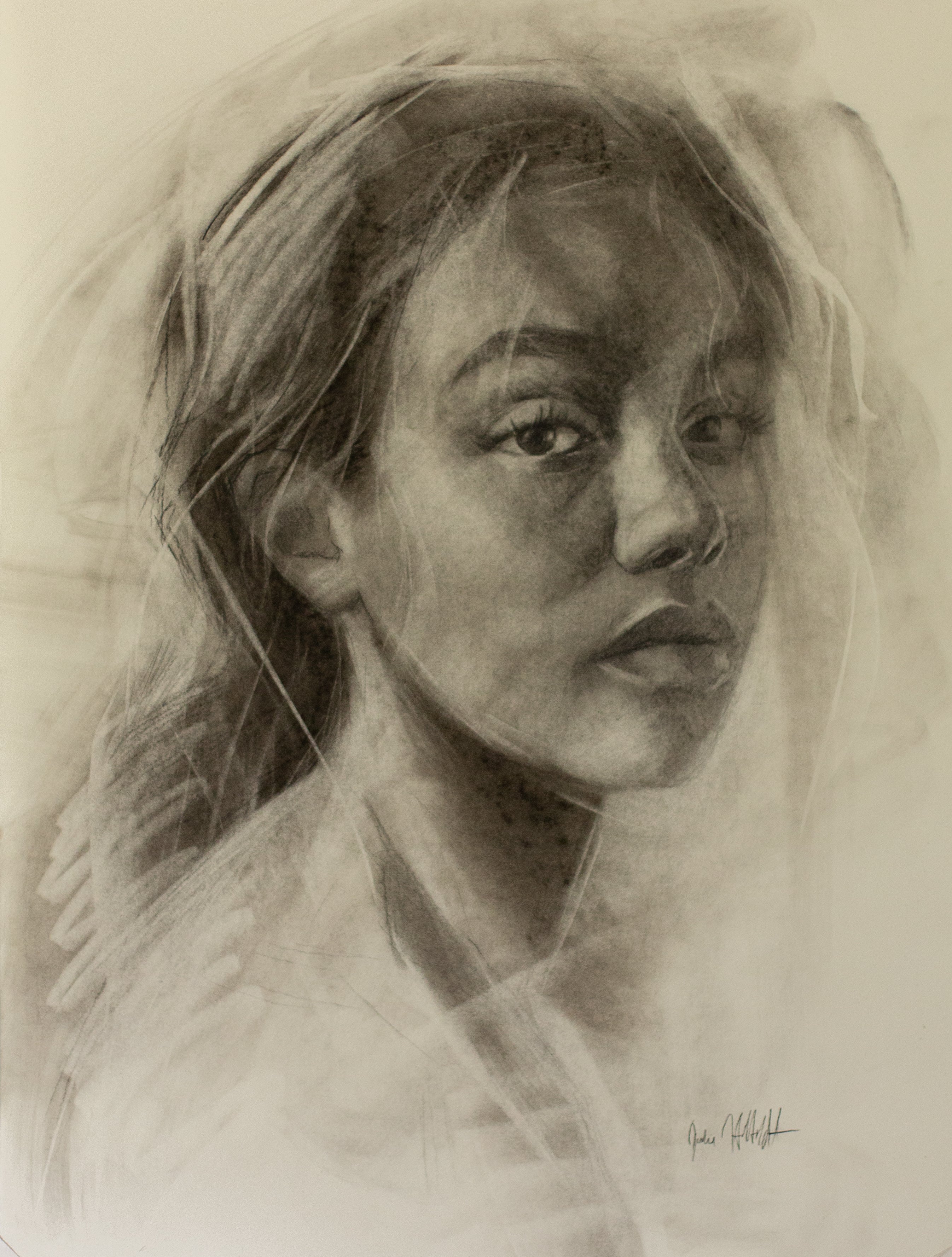 Girl Portrait Practice - 5/30 - Realistic Charcoal Drawing - YouTube